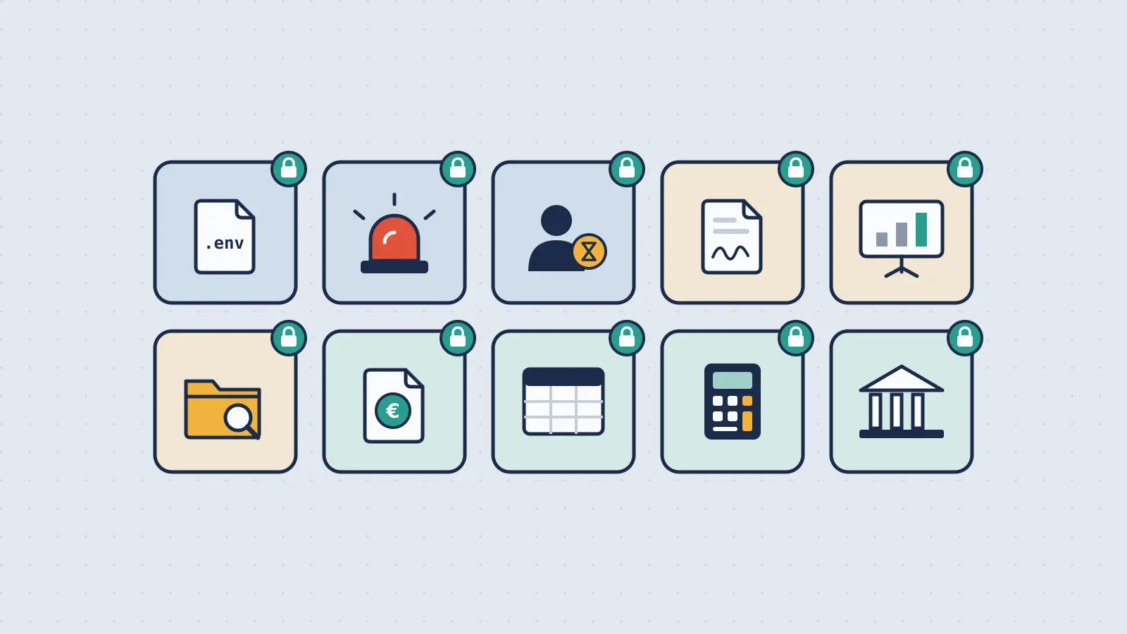 Ten situations that call for a secure file transfer: a .env file, incident credentials, contractor access, a contract, a board deck, due diligence documents, payslips, a customer data export, accounting statements and bank details